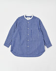Band Collar Shirt / Elliot Shirt / Blue x White