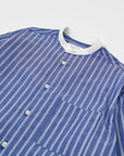Band Collar Shirt / Elliot Shirt / Blue x White