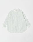 Band Collar Shirt / Elliot Shirt / White x Green