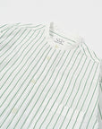 Band Collar Shirt / Elliot Shirt / White x Green