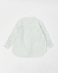 Band Collar Shirt / Elliot Shirt / White x Green