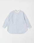 Band Collar Shirt / Elliot Shirt / White x Light Blue