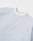 Band Collar Shirt / Elliot Shirt / White x Light Blue