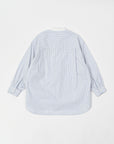 Band Collar Shirt / Elliot Shirt / White x Light Blue