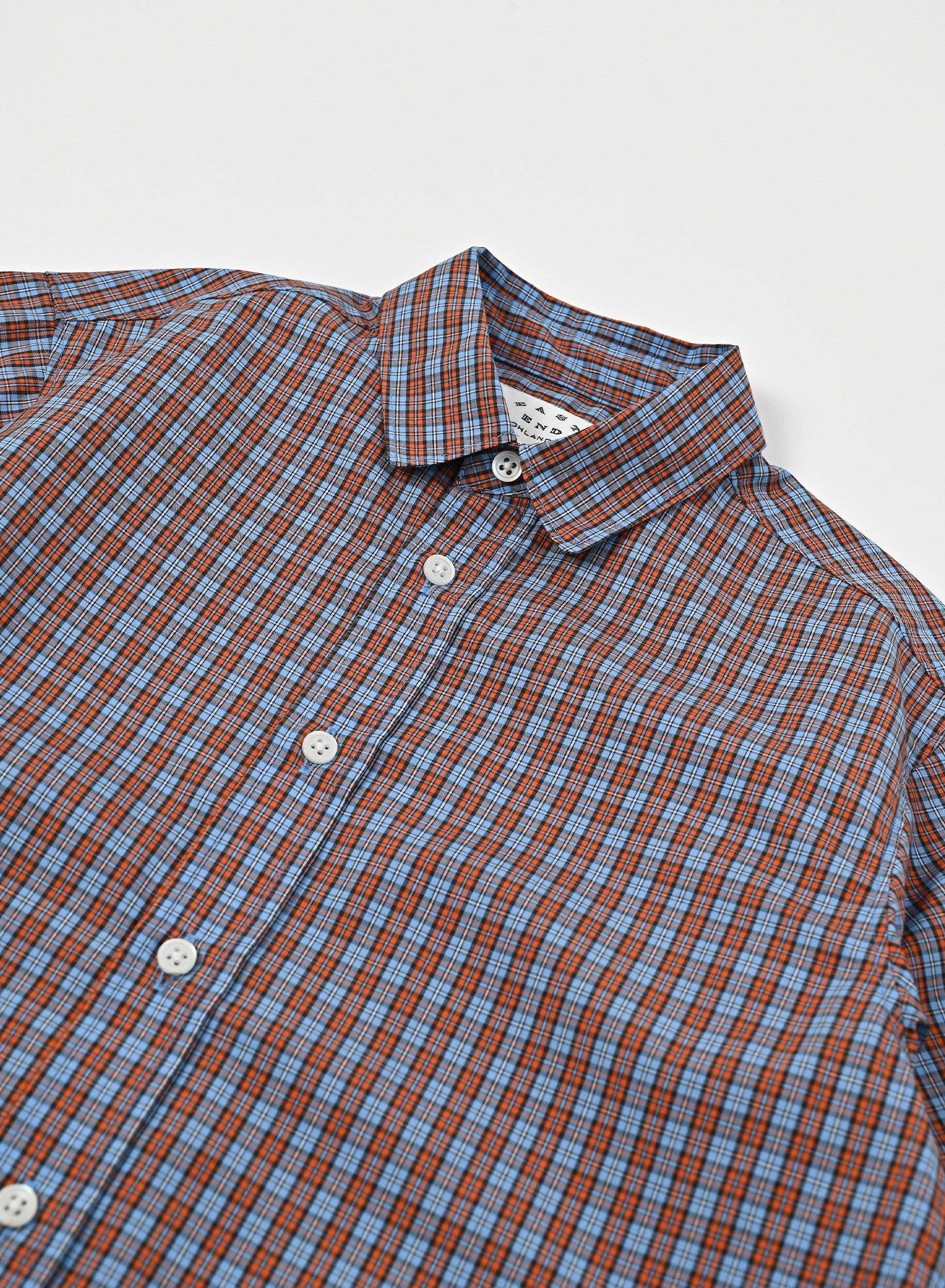 Regular Collar Shirt / Benjamin Shirt / Light Blue x Orange