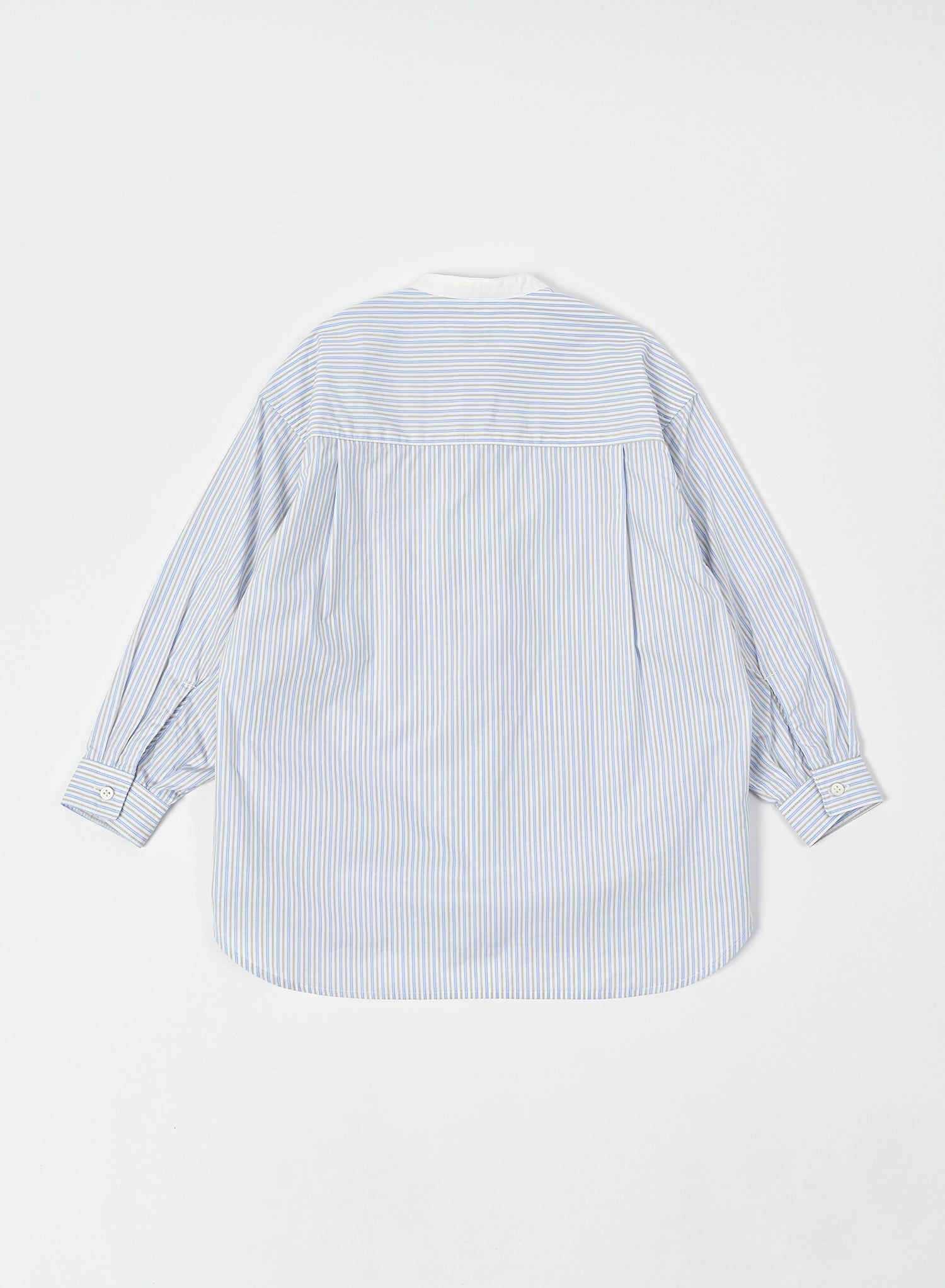 Band Collar Shirt / Elliot Shirt / White x Light Blue