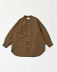 Band Collar Shirt / Elliot Shirt / Brown ×Stripe