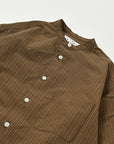 Band Collar Shirt / Elliot Shirt / Brown ×Stripe