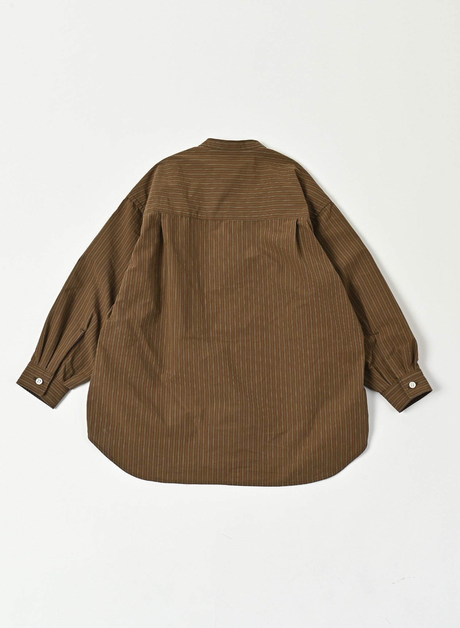 Band Collar Shirt / Elliot Shirt / Brown ×Stripe