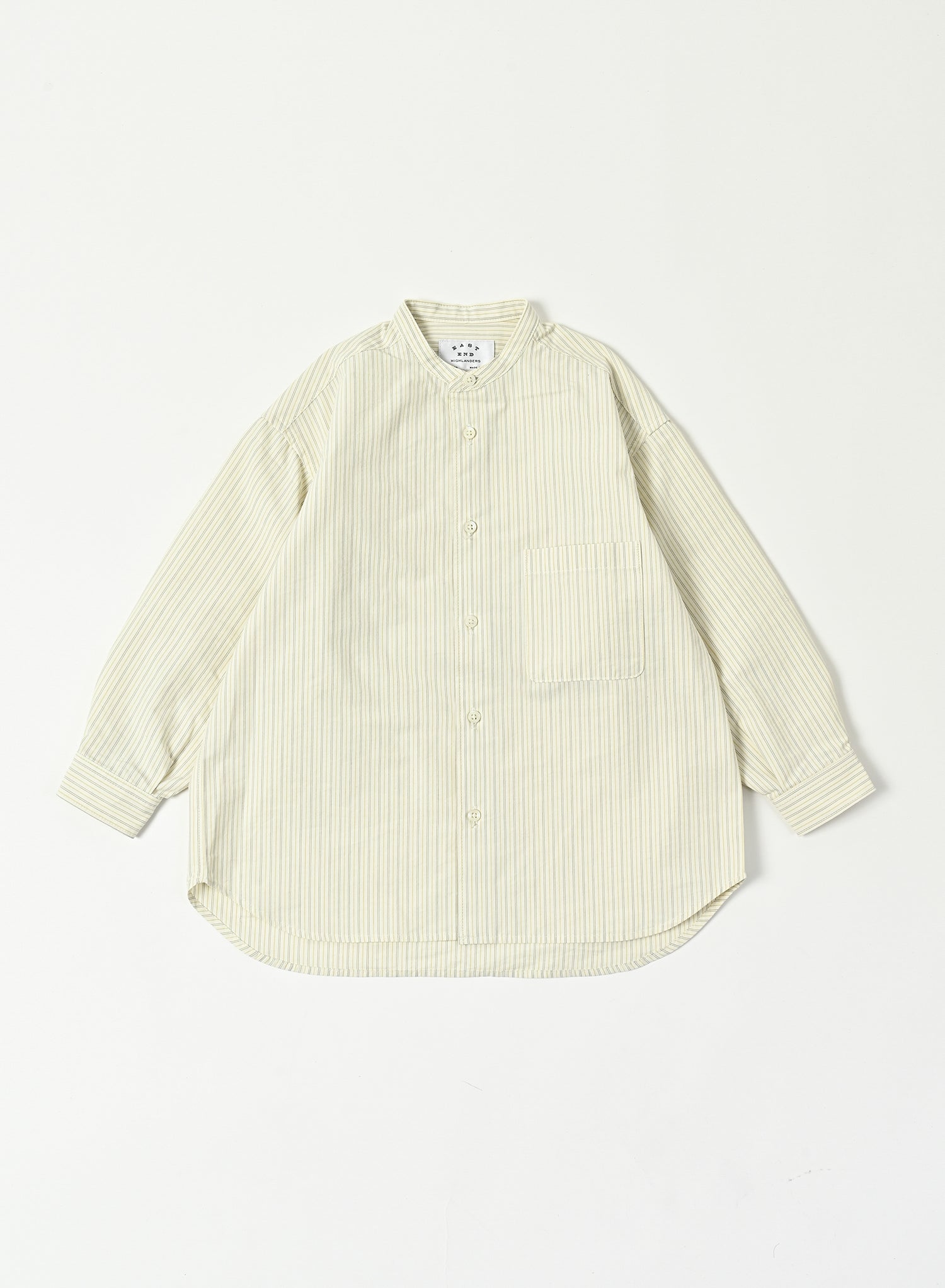 Band Collar Shirt / Elliot Shirt / White ×Stripe