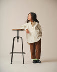 Band Collar Shirt / Elliot Shirt / White ×Stripe