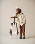 Band Collar Shirt / Elliot Shirt / White ×Stripe