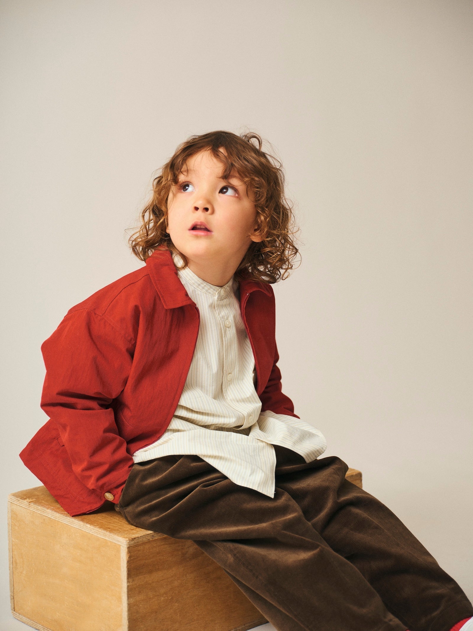 Band Collar Shirt / Elliot Shirt / White ×Stripe