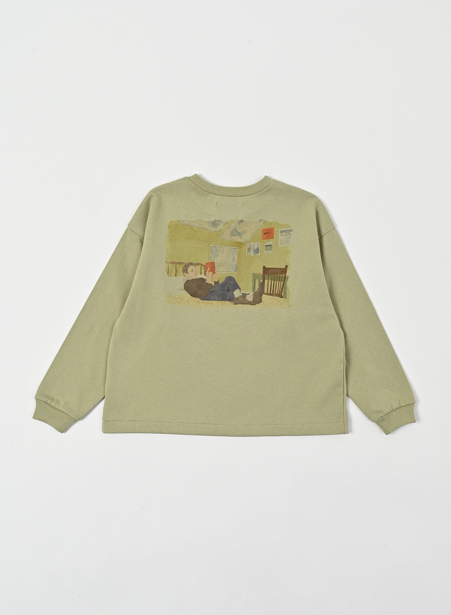 Back Print Long Sleeve Tee / Jayden Tee Back Print / Moss Green