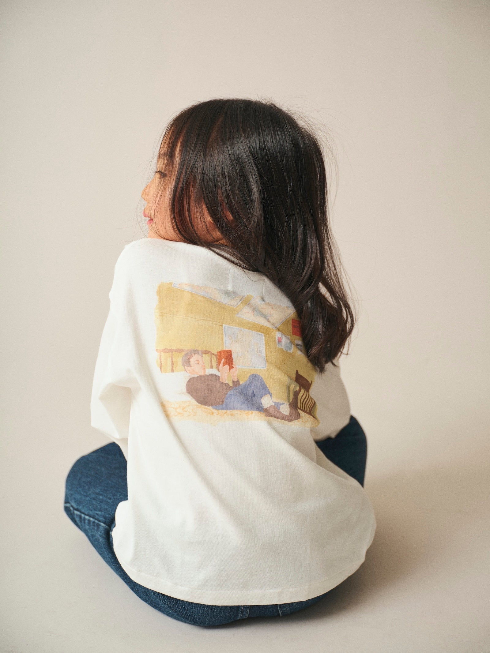 Back Print Long Sleeve Tee / Jayden Tee Back Print / Off White