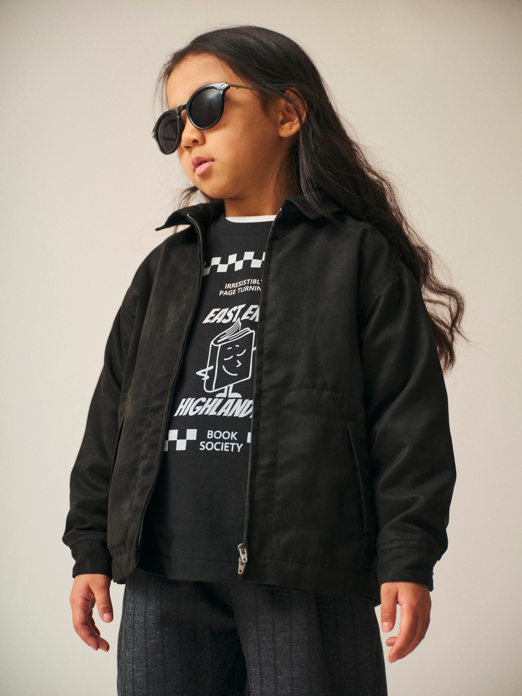 Front Print Long Sleeve Tee / Jayden Tee / Black