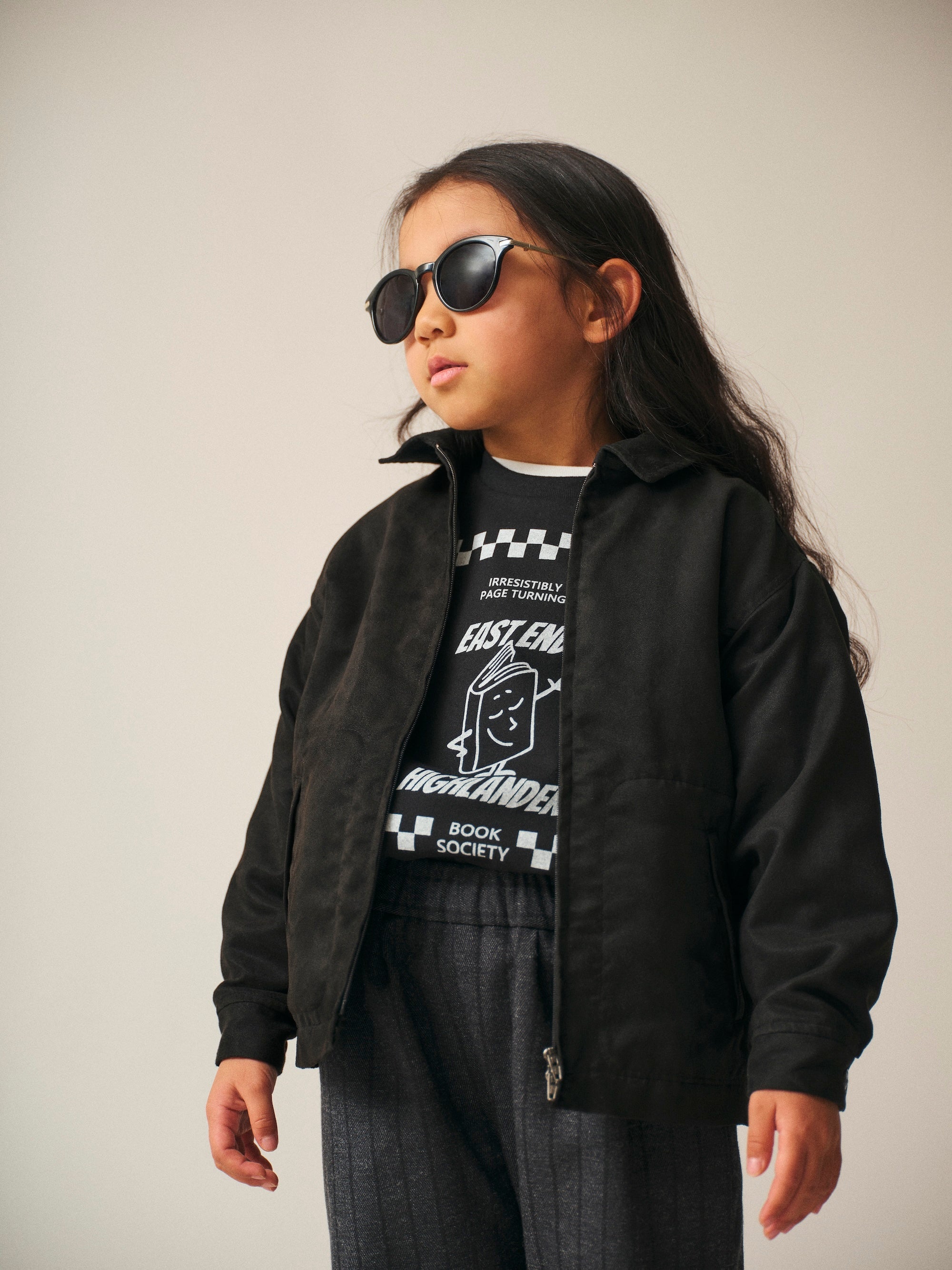 Front Print Long Sleeve Tee / Jayden Tee / Black
