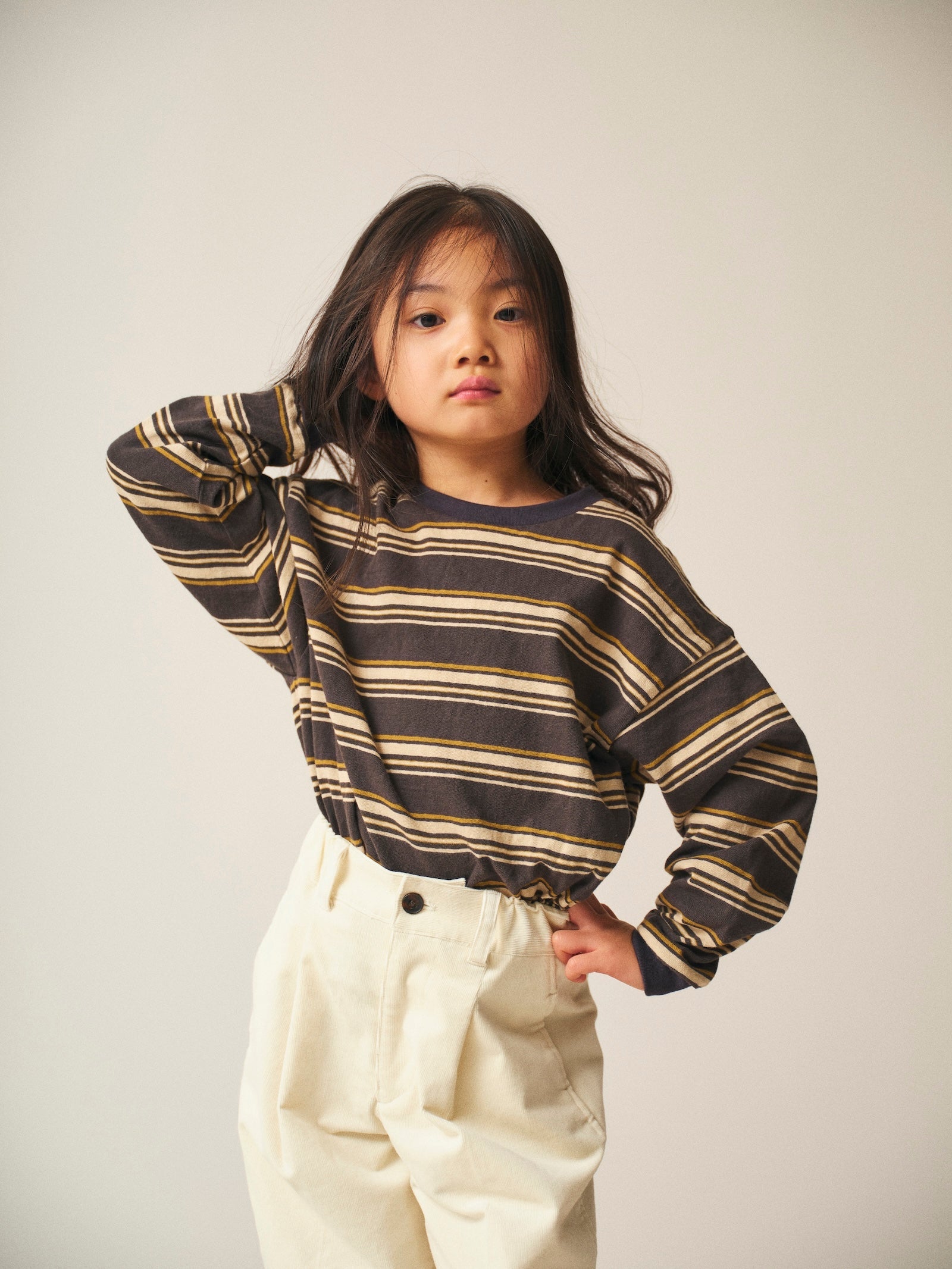 Multi Border T-shirt / Jayden Tee Multi Border / Charcoal