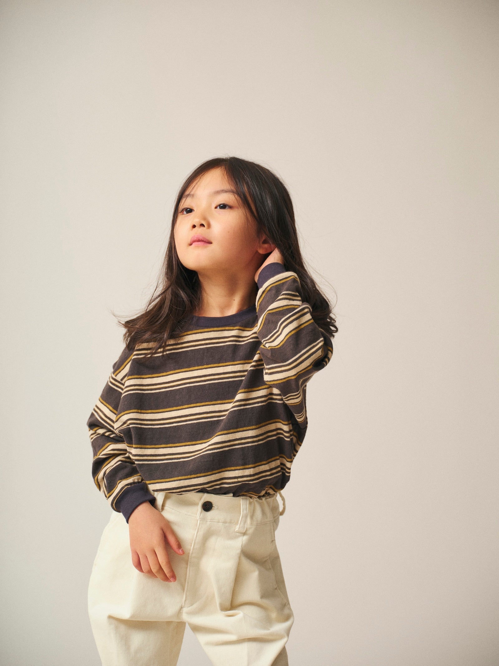 Multi Border T-shirt / Jayden Tee Multi Border / Charcoal