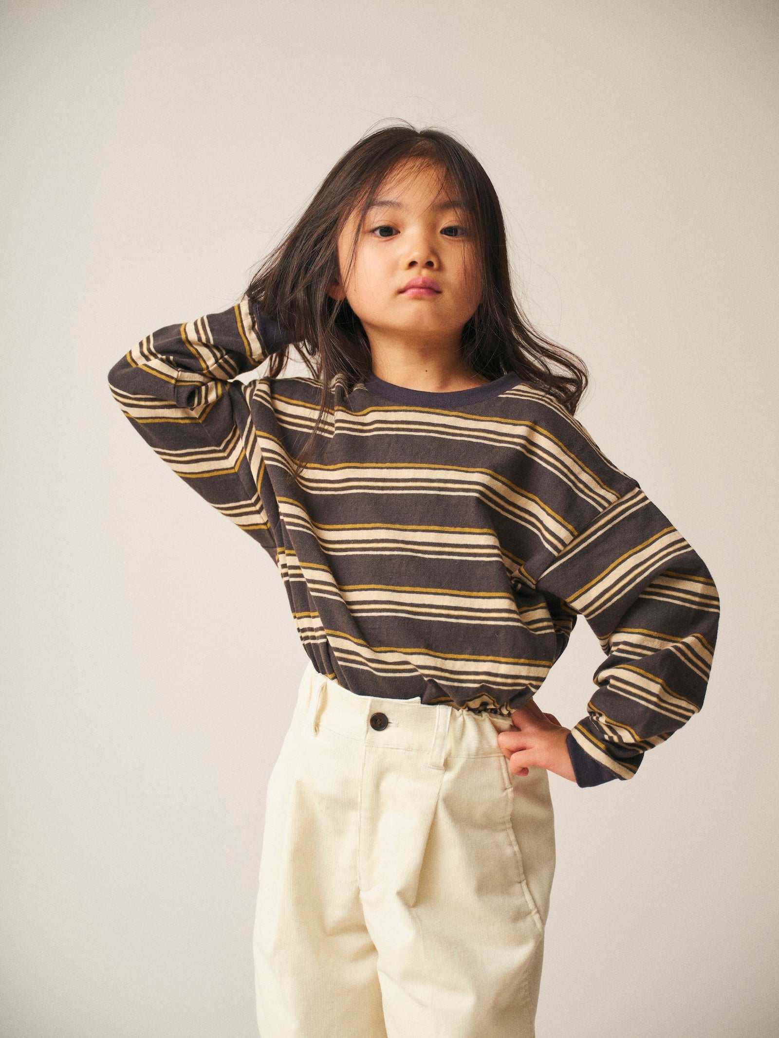Multi Border T-shirt / Jayden Tee Multi Border / Charcoal