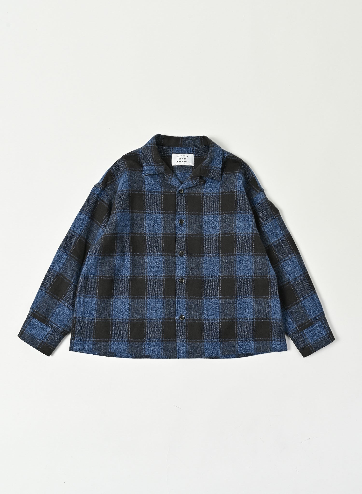Open Collar Shirt / Logan Shirt / Blue×Grey