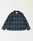 Open Collar Shirt / Logan Shirt / Blue×Grey