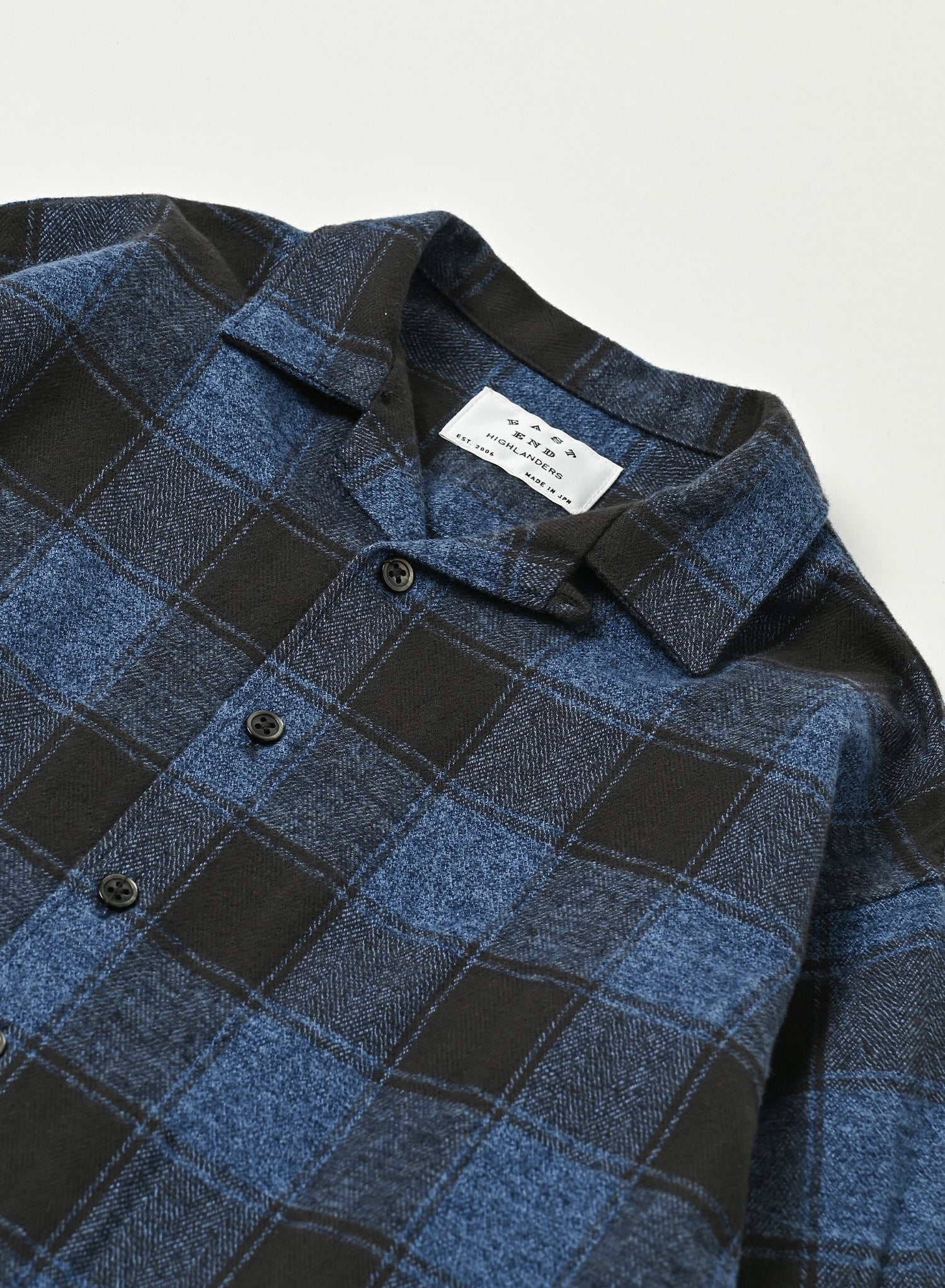 Open Collar Shirt / Logan Shirt / Blue×Grey